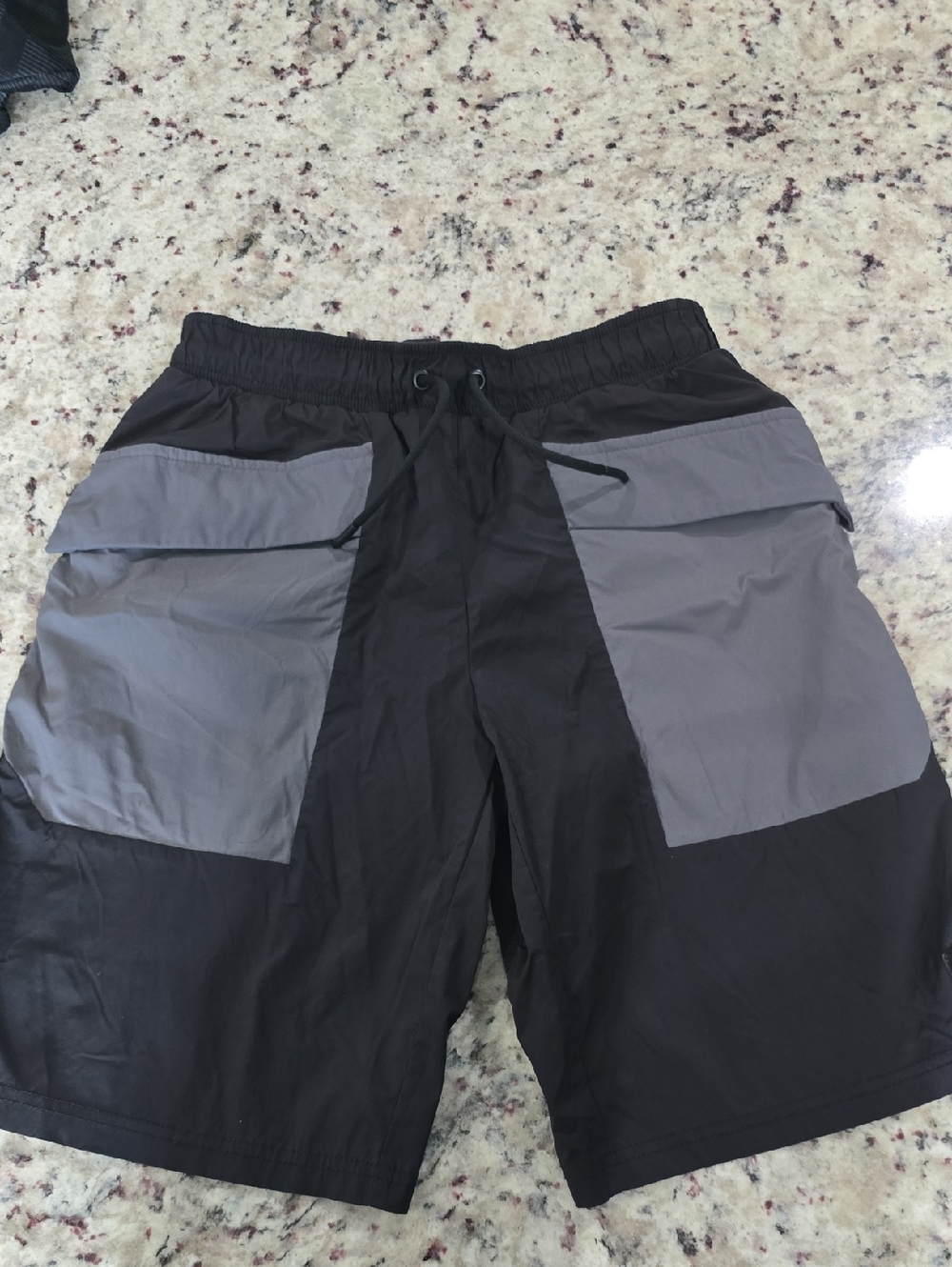 Fila Black and Gray Colorblock Athletic Shorts